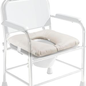 Bedside Commode Cushion, Seniors Portable Seat Cushion for Toilet/Shower/Bedside, Universal Fit Commode Padded Seat for Elderly, Seats Pad Cover Toilet Seats 17x17 with Fixing Straps (Gray)