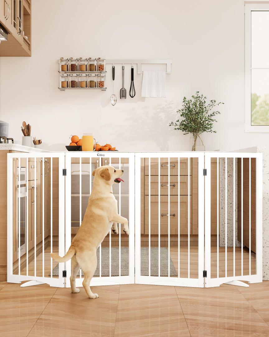 Cideny 32" Extra Tall Free Standing Dog Gate Indoor, Foldable Pet Gate