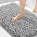Yimobra Bathroom Rugs Non Slip Washable 36x24, Ultra Soft and Water Absorbent Bath Mats, Plush Shower Mat Outside, Luxury Microfiber Carpet Thick Matts for Bathroom Floor/Tub, Pure Gray