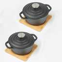 HAWOK Cast Iron Mini Dutch Oven, Dia5.51”, 23oz, Set of 2
