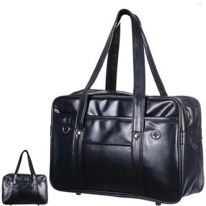 Homoyoyo Waterproof PU Shoulder Bag for Men and Women Large Capacity Commuter Handbag Stylish Computer Bag for Students and Daily Use