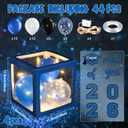Jerify 44 PCS Graduation 2026 Box Decorations with Balloon & LED Light Strings - Congrats Grad Proud of You Balloon Boxes Party Supplies for Class of 2026 School College Decor(Blue)