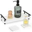 Segbeauty 12x6in Fast Drying Sink Caddy, Stone Drying Mat for Kitchen Counter, Bathroom Vanity Tray Diatomaceous Earth Stone Coasters Sponge Holder Soap Drying Rack Water Absorbing Stone Tray for Sink (White Set)