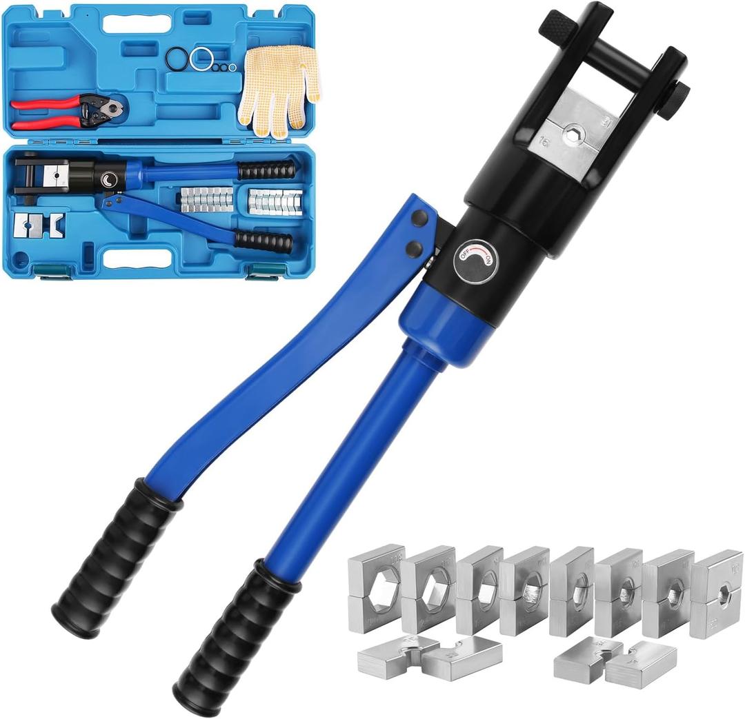 LICHAMP 19 Packs Hydraulic Cable Lug Tool with durable case, 4 AWG to 600 MCM Battery Cable Crimping Tool WIRE Terminal Crimper Set, 1603BL