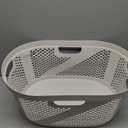 Mind Reader 40L Laundry Basket, Clothes Hamper, Wicker Design, Plastic, 23"L x 14.5"W x 10.5"H, White