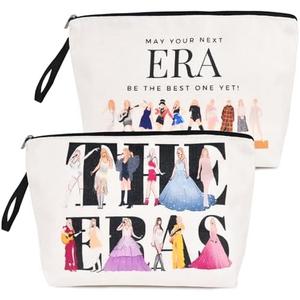 3 x basuwu 2 PCS Music Lover Makeup Bag, Singer Makeup Bags, Waterproof Travel Cosmetic Organizer with Double Sided Print, Large Capacity, Gift for Women Friends TS Fans Birthday Christmas