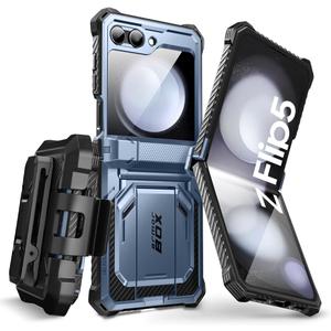 i-Blason for Samsung Galaxy Z Flip 5 Case with Stand, [Built-in Screen Protector] [Hinge Protection], Full-Body Protection Magnetic Phone Case for Galaxy Z Flip 5, Blue