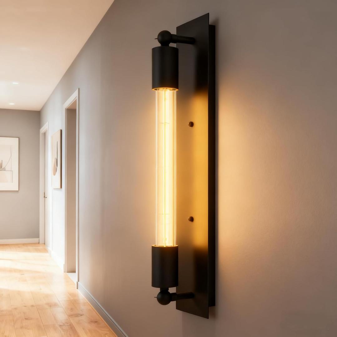 FLSNT Black Wall Sconce, Dimmable Bathroom Vanity Light with 2700K Soft White LED, Modern Bathroom Lighting for Mirror, Bedroom Sconce, Hallway & Living Room Lamp