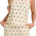 Women's 2 Piece Polka Dot Set Cotton Sleeveless Crewneck Spot Shirt Tops Shorts Sets Summer lounge Outfits (M)