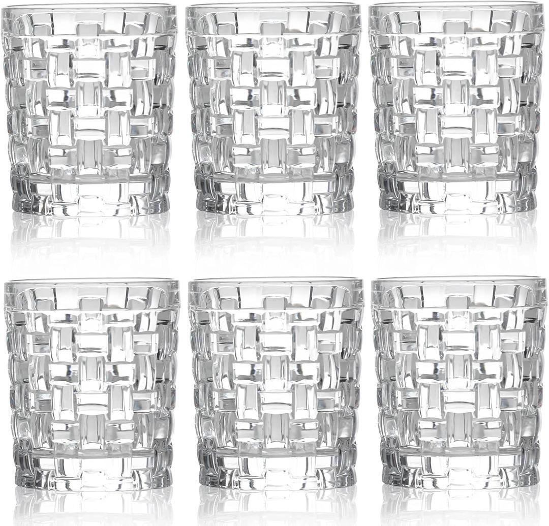 Dicunoy 6 Pack Juice Drinking Glasses, 8 oz Water Glasses with Heavy Base, Crystal Small Beverage Cups for Soda, Water, Milk, Whisky, Beer, Cocktail