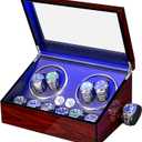 ANWBROAD Watch Winder for Automatic Watches 4+6 Watch Rotator and Storages with Super Quiet Motor LED Backlight Watch Turner Piano Paint Watch Turner 4 Rotating Modes UJWW002R