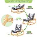 MallBest 3-in-1 Baby Rocker Chair with Double Cushions, for 0-12 Months, Adjustable Wooden Infant Rocker with Removable Cushion and 5-Point Harness for Infant to ToddlerGrey