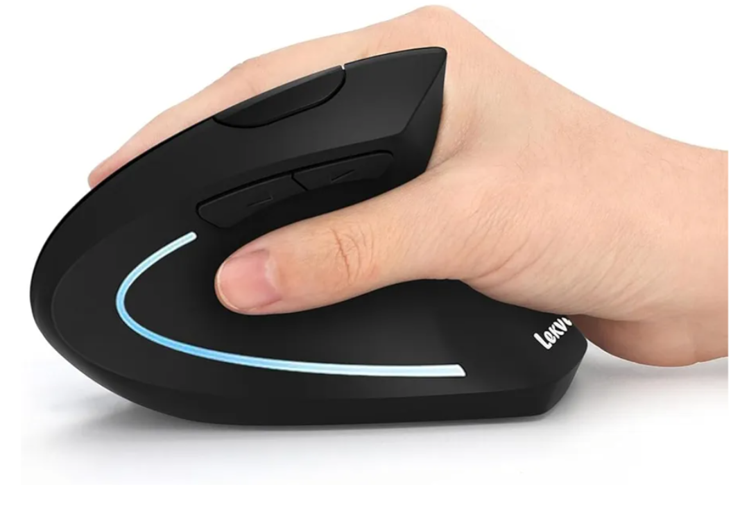 Ergonomic Mouse, LEKVEY Vertical Wireless Mouse - Rechargeable 2.4G Optical Vertical Mice : 3 Adjustable DPI 800/1200/1600 Levels 6 Buttons, for Laptop, Mac, PC, Computer, Desktop, Notebook etc, Black
