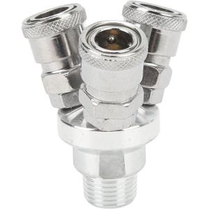 Kadimendium 3 Way Quick Coupler Quick Connect Air Hose Splitter Universal Type Male Thread Swivel Air Compressor Fittings Round Air Splitter Manifold G1/2