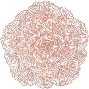 Round Rose Gold Placemats Set of 12 Flower Tablemats Vinyl Place Mats Table Setting Kitchen Table Mats for Dining Table Holiday Wedding Decorative