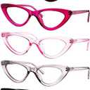 Yogo Vision Reading Glasses Readers for Women Cateye Eyeglasses and Light Spring Hinge Frame, Set of 5