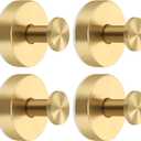 Gold Suction Cup Hooks for Shower Stainless Steel, Gold Suction Hooks for Shower Wall Hangs 11lbs, Bathroom, Kitchen, Glass Door, Mirror, Tile, Loofah, Towel, Coat, Bath Robe, Brushed Gold 4 Pack
