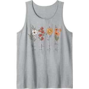 Faith Hope Love Summer Wildflower Christian Tee Floral Tank Top Gray XXL