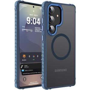 DEERLAMN Strong Magnetic Case for Samsung Galaxy S24/S25 6.2-Inch,[Compatible with Magsafe][Military Grade Drop Protection] Translucent Matte Shockproof Protective Phone Cover, Frosted Blue