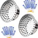 2Pcs PVC Termination Cap for 2 Inch Vent Pipe, 304 Stainless Steel Mesh Screen Vent Cover, Vent Pipe Screen & Exhaust Pipe End Cap with 2 Gloves for Furnace and Roof Vent (4in)