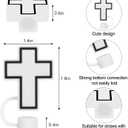 JarThenaAMCS 4Pcs Jesus Faith Straw Cover Caps 0.4 Inch Silicone Reusable Christian Cross Straw Topper Double Sided Pattern Straws Tip Covers for 30 & 40 OZ Tumbler Cups