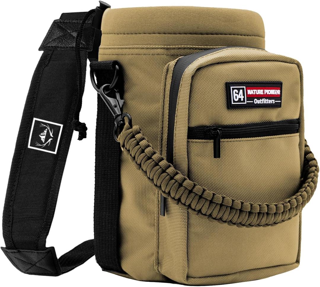 NATURE PIONEOR Insulated Water Bottle Holder with Shoulder Strap for Half/One Gallon 64oz/128OZ Sports Water Jugs Bottles, Carrier/Pouch Sleeve for Outdoor Camping, Hiking,Gym (Brown)
