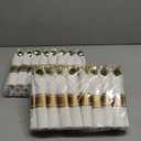 Goodluck 50 Pack Pre Rolled Gold Plastic Silverware, Wrapped Plastic Cutlery Set with Napkin Include 50 Forks, 50 Knives, 50 Spoons and 50 Napkins, Fancy Disposable Silverware for Party, Wedding