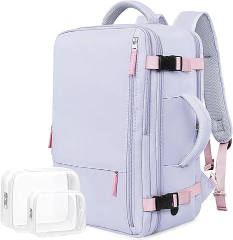 Travel Backpack for Women, Airline Approved Carry On Luggage As Personal Items, 17.3 inch Laptop School Backpack, Waterproof Weekender Bag, Hiking Backpack(Purple) (X-Large)