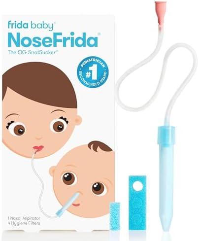 Frida Baby NoseFrida SnotSucker for Baby, Nasal Aspirator for Baby, Nose Sucker Baby Nasal Aspirator & 4 Hygiene Filters to Help Baby Breathe Easy