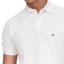 Tommy Hilfiger Men's Short Sleeve Polo Shirts in Classic Fit with Stretch and Organic Pique Cotton (White, XL)