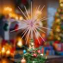 13.8 Inch Pink Christmas Burst Tree Topper Glittered 3D Burst Plastic Tree Topper Exploding Star Christmas Decoration for Home Ornaments Holiday Party Supplies