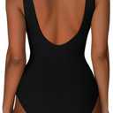 SUUKSESS Women One Piece Ruched Swimsuit Tummy Control Backless Bathing Suit (Black, M)