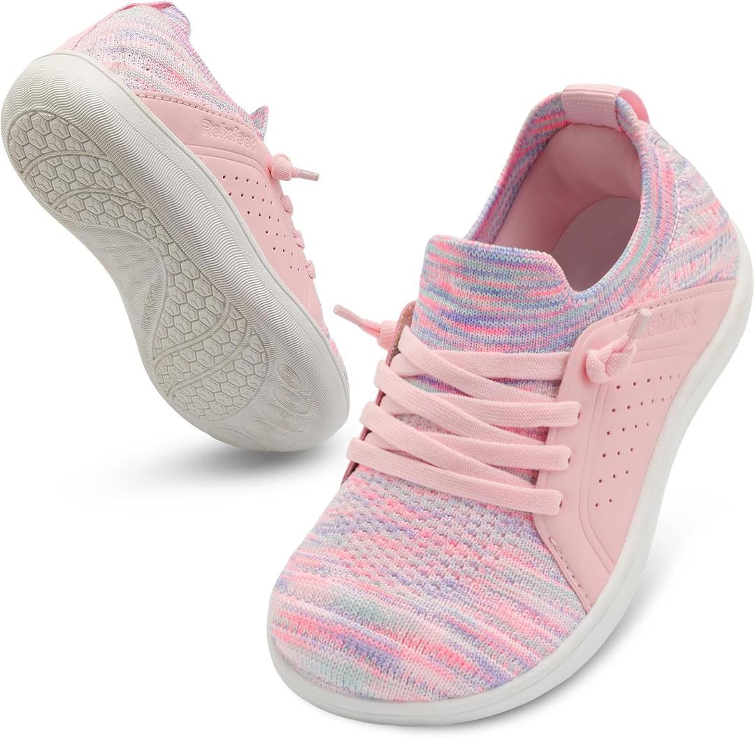 relxfeet Toddler Shoes Boys Girls Wide Barefoot Shoes Kids Zero Drop Minimalist Slip On Tennis Sneakers for Walking Running, Pink Blue Size 7 Toddler
