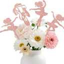 Ballerina Birthday Centerpiece Sticks Baby Shower Ballerina Birthday Party Table Decorations for Girls Ballet Dancers Themed Wedding Anniversary Party Supplies Rose Gold Glitter 12PCS