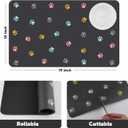 2 x Cat Food Mat Absorbent Dog Mat for Food and Water Non Slip Quick Dry Dog Bowl Mats for Floors 19" X 12" Paw Dark Gray