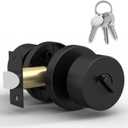 Mega Handles - Buena Entry Door Knob for Entrance, Hallway, Closet and Bathroom, Reversible Heavy Duty Design Door Knobs, Fits All Standard Door Sizes, Screws Included - Matte Black (1 Pack)
