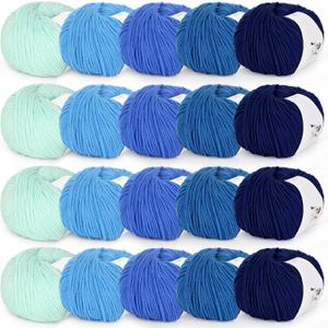 Katech 20 Skeins Cotton Yarn for Crocheting-55% Cotton 45% Acrylic-#3 DK (Light)-Super Soft Milk Cotton Yarn-Great Crochet and Knitting Starter Kit for Colorful CraftColor F