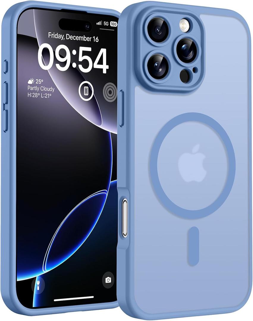 TOCOL for Phone 16 Pro Case, Compatible with Magsafe Charger, Full Camera Protection, Drop Protection, Translucent Matte Phone Case for iPhone 16 Pro 6.3 inch (Light Blue)