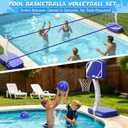 Pool Basketball Hoop&Pool Volleyball Net 2 in 1,Pool Toys Basketball Game with Weighted Base&Stand,2 Water Volleyball&2 Basketball and Pump,Summer Outdoor Family Party Pool Games for Kids Adults