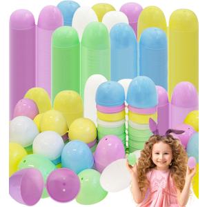 The Dreidel Company Fillable Easter Eggs 100-Pack, Pastel Colorful Bright Plastic Easter Eggs with Hinge, Perfect for Easter Egg Hunt, Surprise Egg, Easter Hunt,2.25" Fillable Eggs