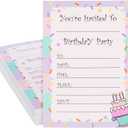 Juvale 24 Pack Birthday Invitations for Girls, Fill-In Invite Cards with Envelopes, Confetti Design (5x7 In Party Invites)