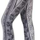 SATINA High Waisted Flare Leggings for Women - Yoga Pants for Women - Buttery Soft Bell Bottom Palazzo - Versatile Sizing (Medium, Leafy Black)