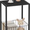 Side Table with Magazine Holder, Record Player Stand with LP Shelf, End Table for Living Room, Bedroom, or Bedside, Easy Assembly, 11" D x 16.9" W x 23.6" H, Black