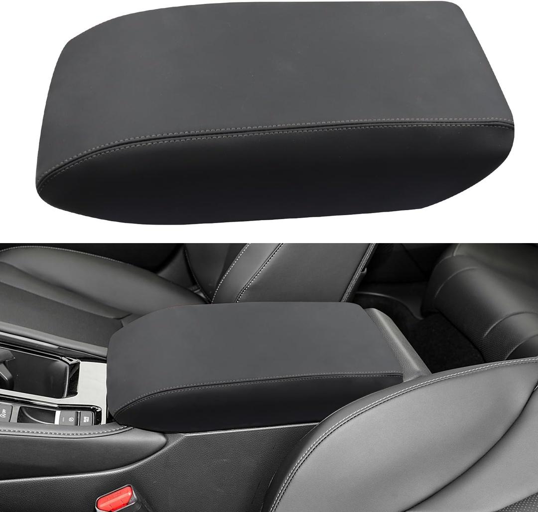 Center Console Armrest Cover for Honda Accord Accessories 2023 2024 2025 2026 Middle Console Pad Armrest Lid Protector Arm Rest Storage Box Cushion Leather Interior Seat Box Case (Gray Stitches)