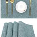 SHACOS Washable Fabric Placemats Set of 4 Heat Resistant Double Layer Cloth Table Mats Non Slip Farmhouse Place Mats, Blue Grey