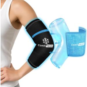 ComfiTECH Dual-Gel Elbow Ice Pack Wrap with Extended 30-Minute Cooling, Detachable Ice Pack & Flexible Reusable Gel Ice Sleeve for Comfort in Tennis Elbow, Golfer Arm, Muscle Relaxation, Medium