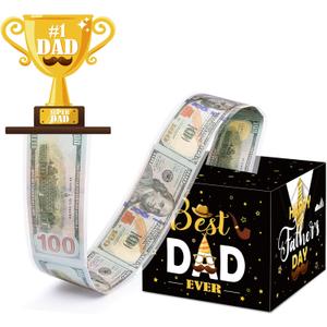 2 x Fathers Day Money Box for Cash Pull, Surprise Money Holer with 50Pcs Transparent Bags, A Funny Way to Give Cash as Grandpa Dad Gifts from Daughter Son Wife