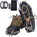 Crampons for Hiking Boots, Shoes, Anti Slip 19 Stainless Steel Crampons Ice Cleats Traction Snow Grips Safe Protect for Women Men Kids Walking Climbing (Medium, Black)