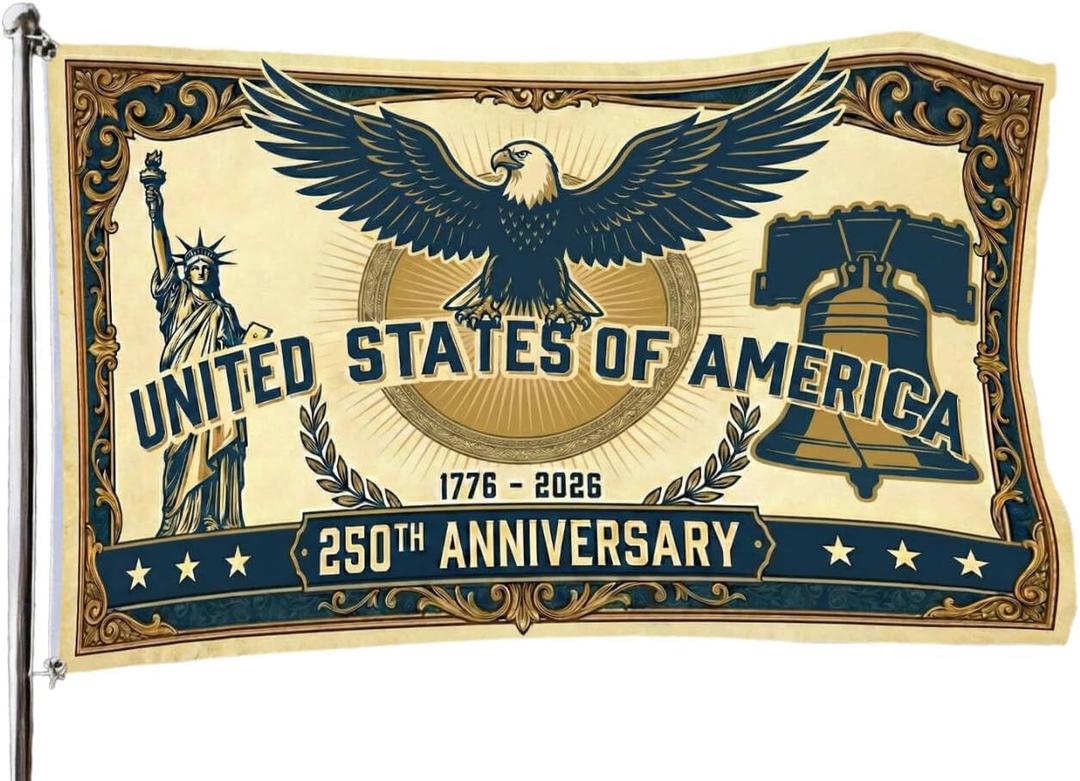 American 250th Anniversary Flag American 250 Years Party Decorations 250 Year of Blessings Patriotic Banner 3x5 Ft 1776-2026 Independence Celebration Flag for Indoor Outdoor