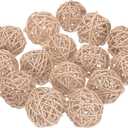 uxcell 15 Pcs Wicker Rattan Balls, 2inch Wood Decorative Balls Vase Fillers for Centerpiece Bowl Orbs Fillers Tree Wedding Home Decor, Beige